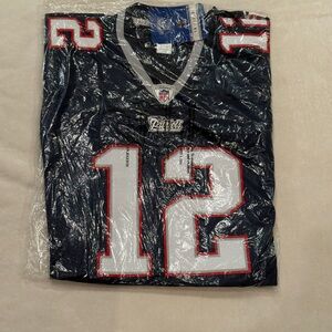 Size Large New England Patriots #12 Men Blue and White NFL Jersey